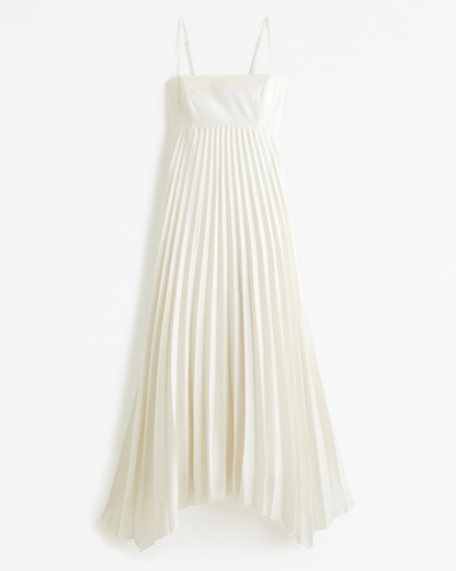 Clasp-Back Pleated Midi Dress