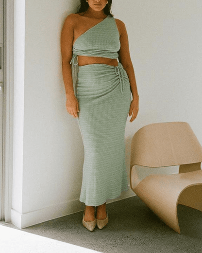 Stain One Shoulder Cut Out Maxi Dress