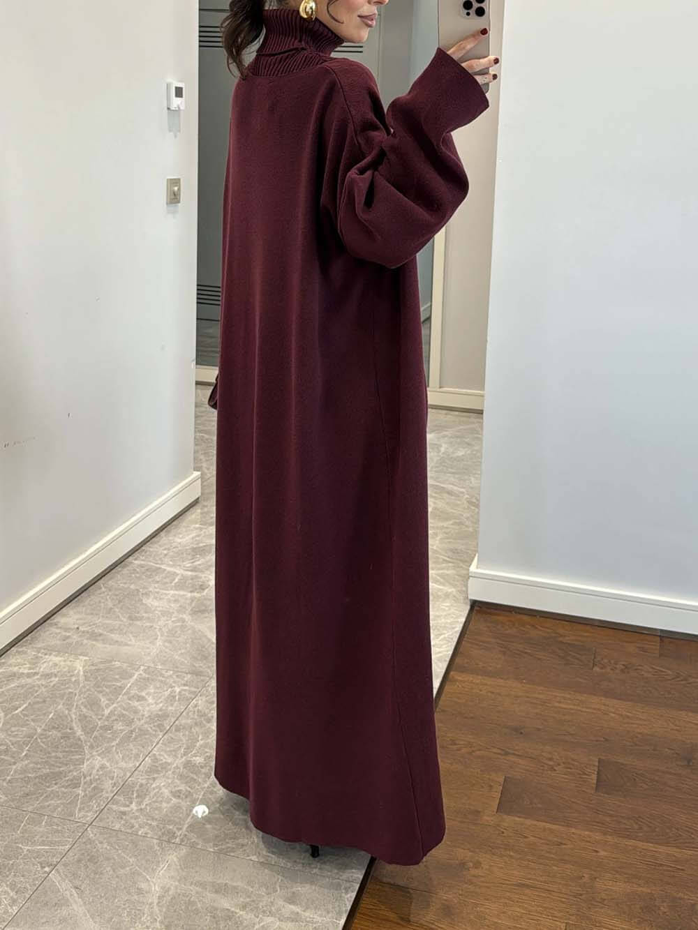 Elegant High-Neck Ribbed Knit Sleeveless Maxi Dress