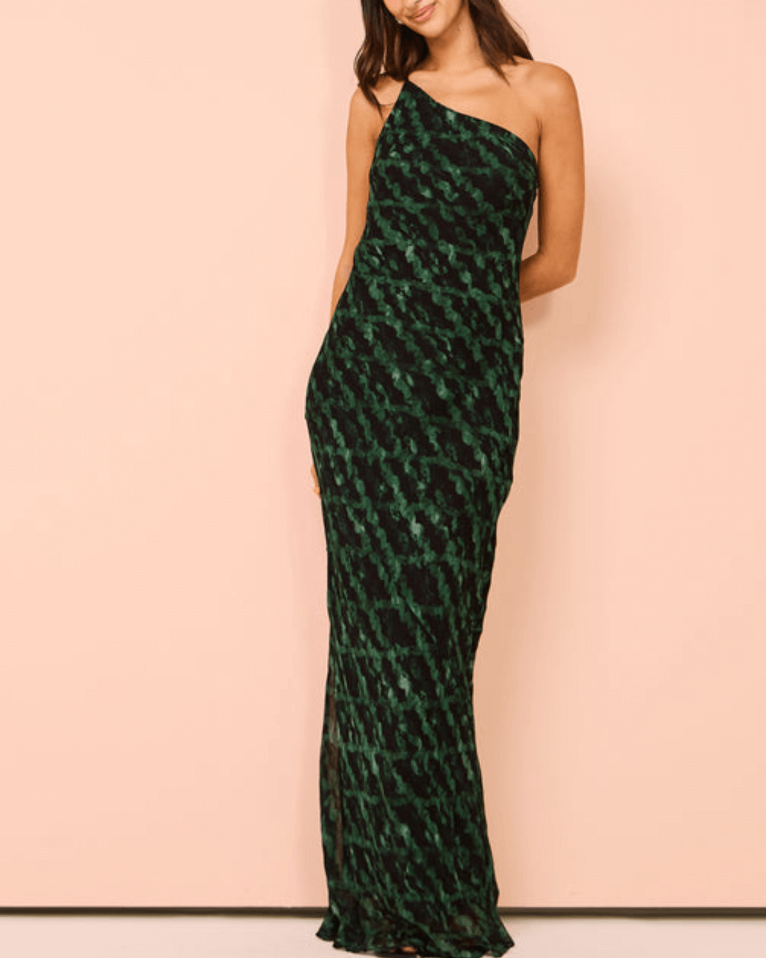 One Shoulder Cowl Back Maxi Dress