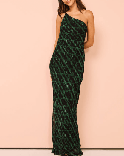 One Shoulder Cowl Back Maxi Dress