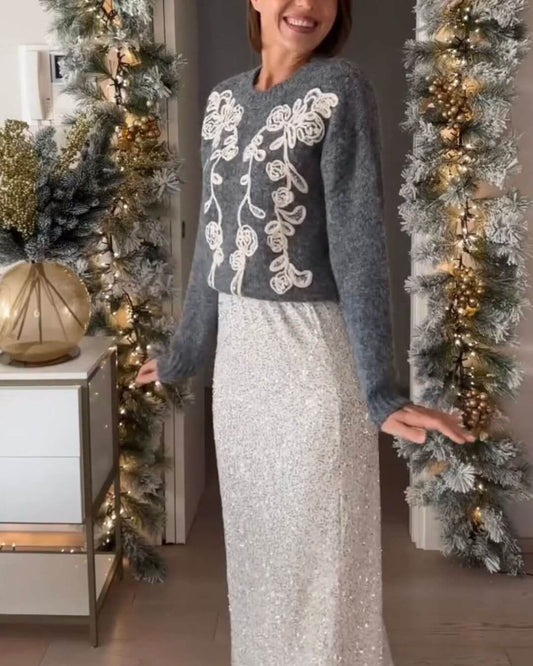 Elegant Floral Knit Top