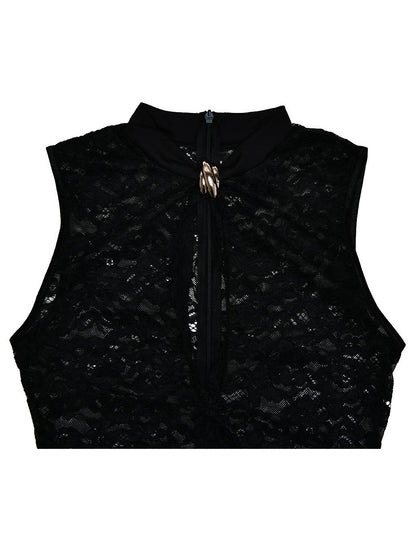 Lace Hollow High Slit Maxi Dress