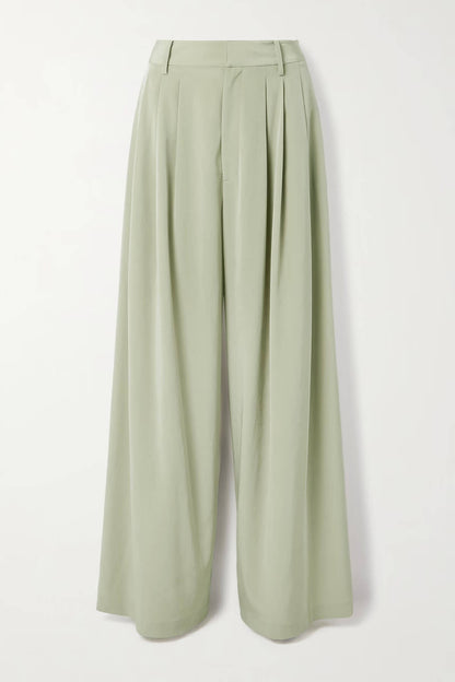 Fashion Asymmetric Crepe Blazer Pleated Pocket Wide-Leg Pants Set