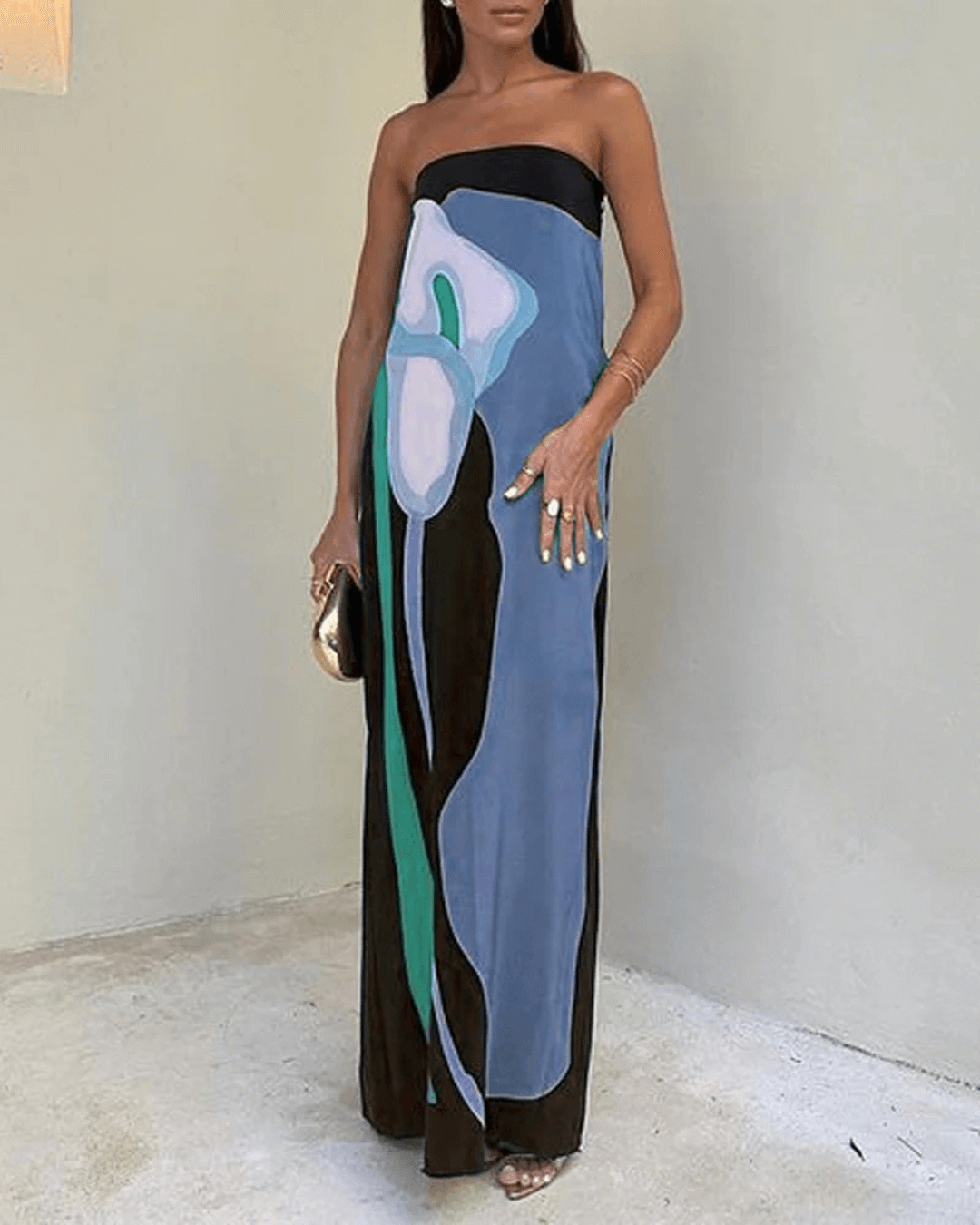 Casual Strapless Printed Dress