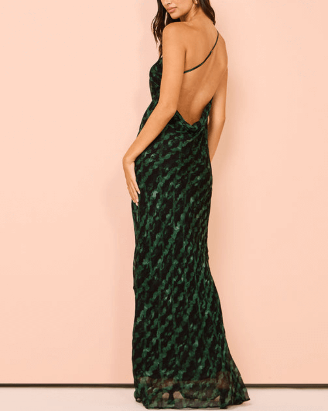 One Shoulder Cowl Back Maxi Dress