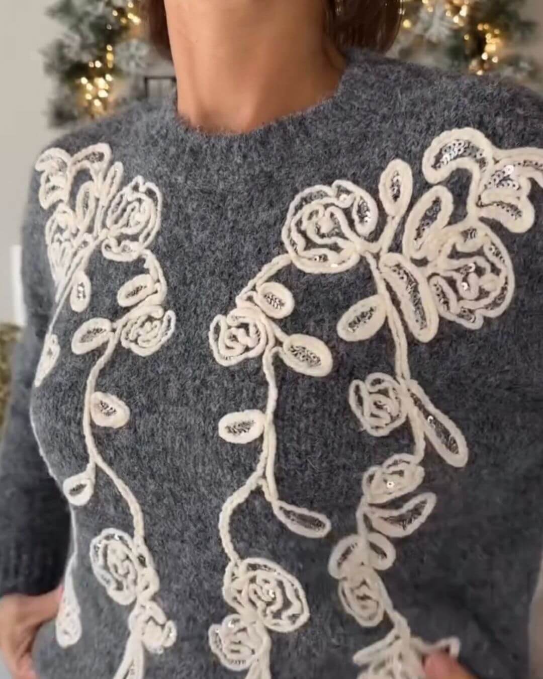 Elegant Floral Knit Top