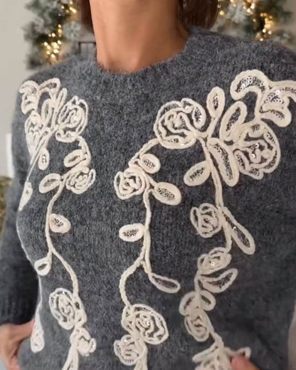 Elegant Floral Knit Top