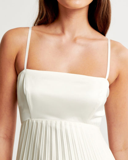 Clasp-Back Pleated Midi Dress