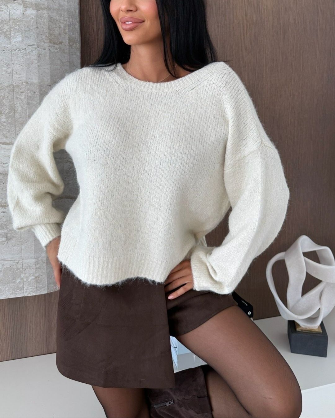 Leopard Bow Tie Knit Top