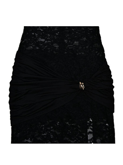 Lace Hollow High Slit Maxi Dress