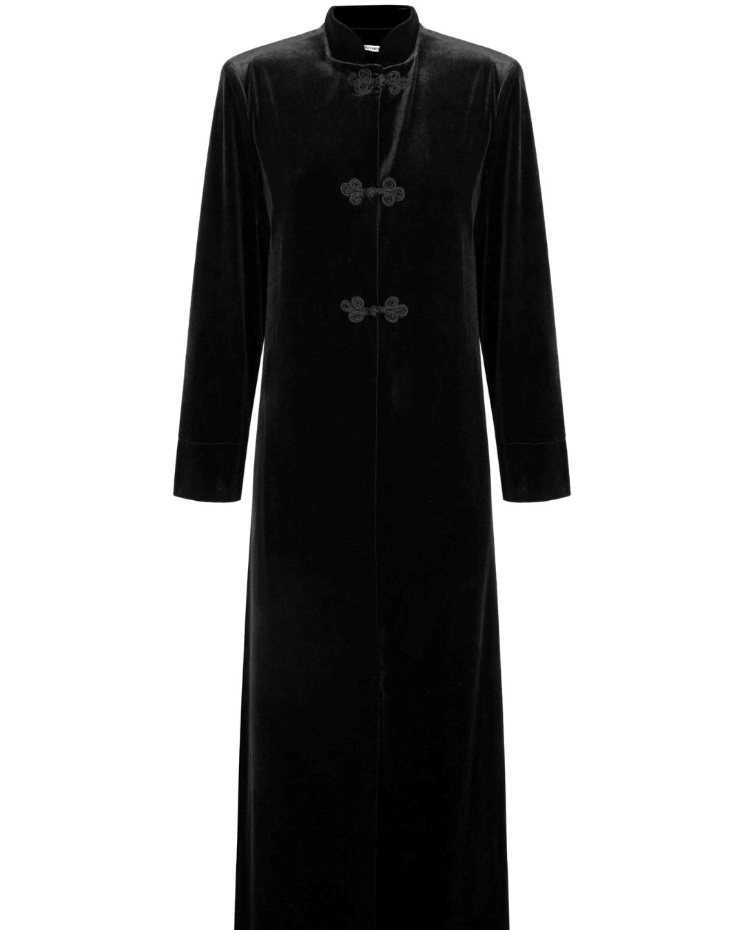 Vintage Velvet Frog Button Maxi Coat