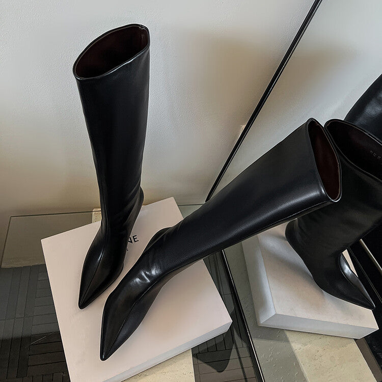 European and American sexy thin heel boots 2024 autumn and winter new fashion pointed sleeve temperament high heel fashion boots women