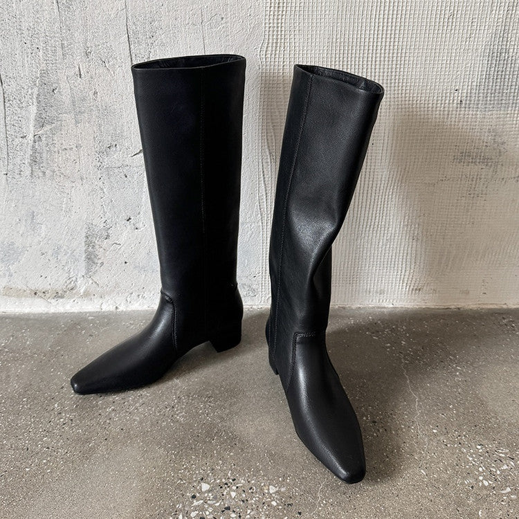 European and American style versatile temperament medium heel boots women's 2025 autumn and winter new square head fashion sleeve thick heel fashion boots