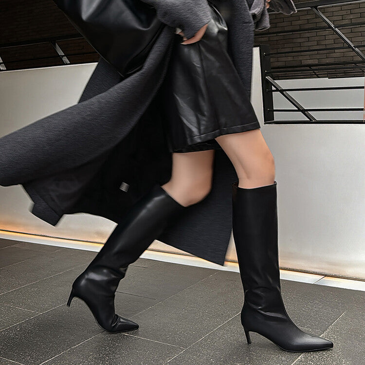 European and American sexy thin heel boots 2024 autumn and winter new fashion pointed sleeve temperament high heel fashion boots women