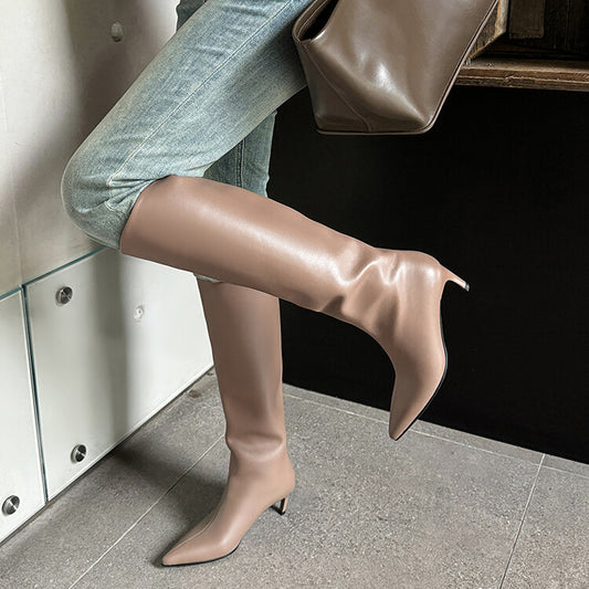 European and American sexy thin heel boots 2024 autumn and winter new fashion pointed sleeve temperament high heel fashion boots women