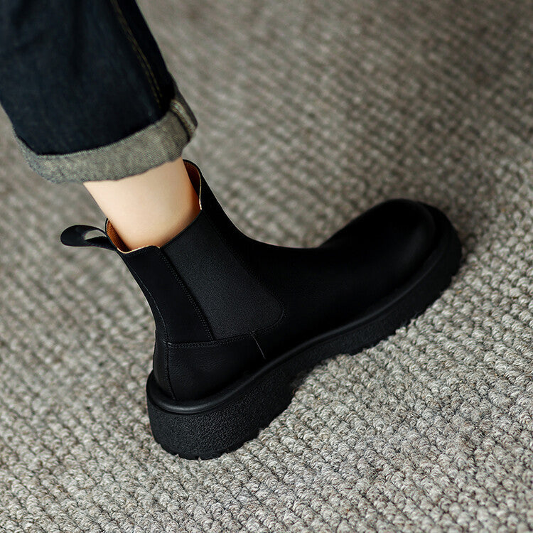 British retro style medium heel Chelsea boots children's autumn and winter new round head versatile sleeve thick heel short boots women's boots