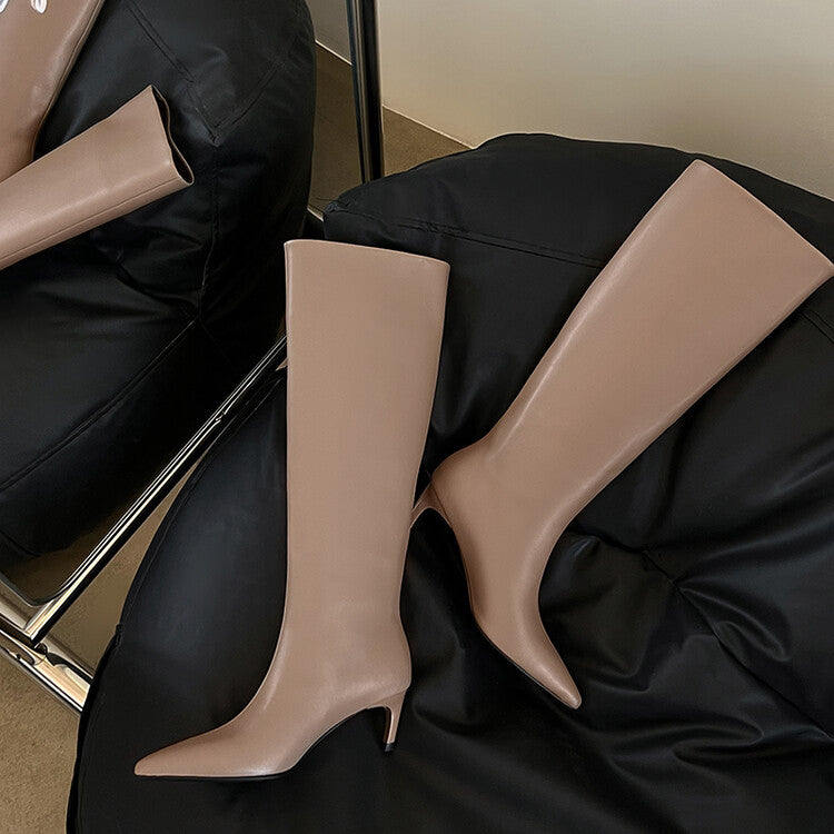 European and American sexy thin heel boots 2024 autumn and winter new fashion pointed sleeve temperament high heel fashion boots women