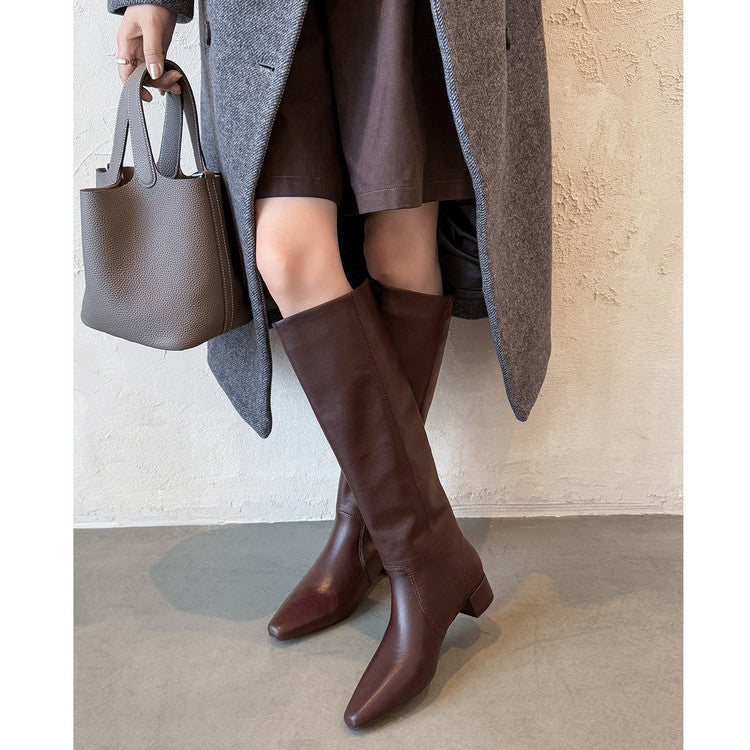 European and American style versatile temperament medium heel boots women's 2025 autumn and winter new square head fashion sleeve thick heel fashion boots