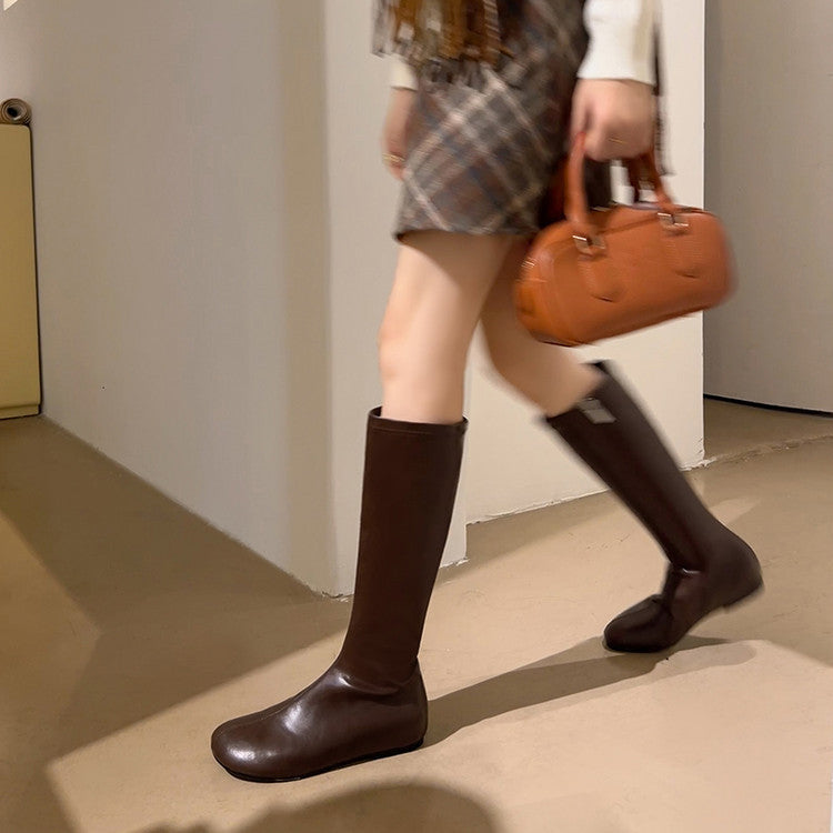 2025 autumn and winter new two kinds of tube height and thin versatile fashion boots women's round head side zipper inner height increasing boots long boots short boots